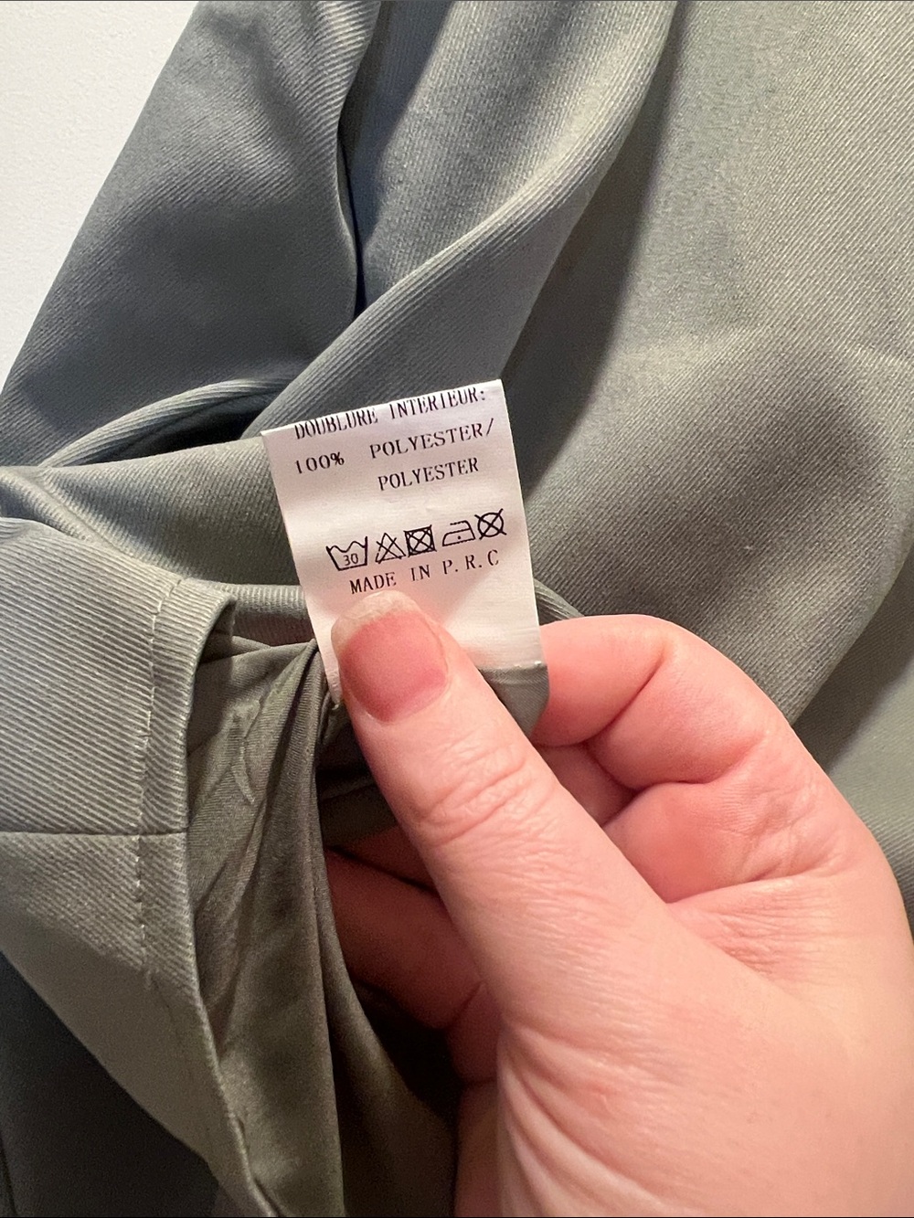 ****NWT**** Cropped Double-Breasted Trench Coat - Sage Green - Picture 5 of 6